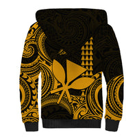 Custom King Kamehameha Day Hawaii Sherpa Hoodie Paradise of the Pacific Tribal Kakau - Gold LT9 - Polynesian Pride