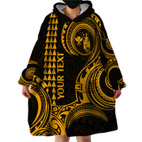 Custom King Kamehameha Day Hawaii Wearable Blanket Hoodie Paradise of the Pacific Tribal Kakau - Gold LT9 - Polynesian Pride