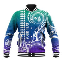 Custom King Kamehameha Day Hawaii Baseball Jacket Paradise of the Pacific Tribal Kakau - Gradient LT9 Unisex Gradient - Polynesian Pride