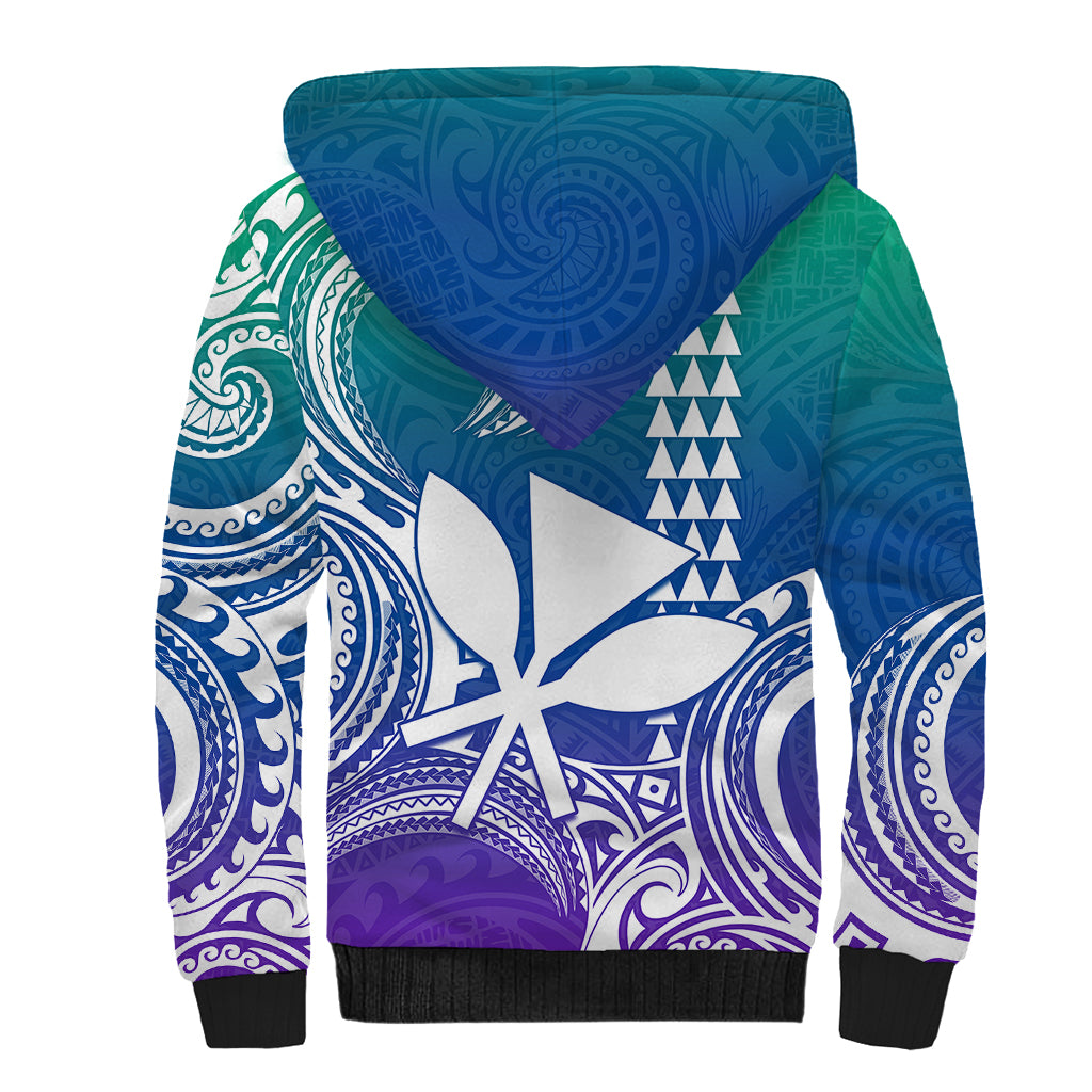 Custom King Kamehameha Day Hawaii Sherpa Hoodie Paradise of the Pacific Tribal Kakau - Gradient LT9 - Polynesian Pride