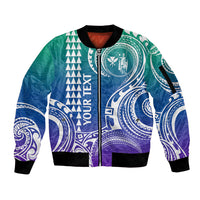 Custom King Kamehameha Day Hawaii Sleeve Zip Bomber Jacket Paradise of the Pacific Tribal Kakau - Gradient LT9 Unisex Gradient - Polynesian Pride