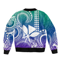 Custom King Kamehameha Day Hawaii Sleeve Zip Bomber Jacket Paradise of the Pacific Tribal Kakau - Gradient LT9 - Polynesian Pride