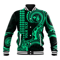 Custom King Kamehameha Day Hawaii Baseball Jacket Paradise of the Pacific Tribal Kakau - Green LT9 Unisex Green - Polynesian Pride