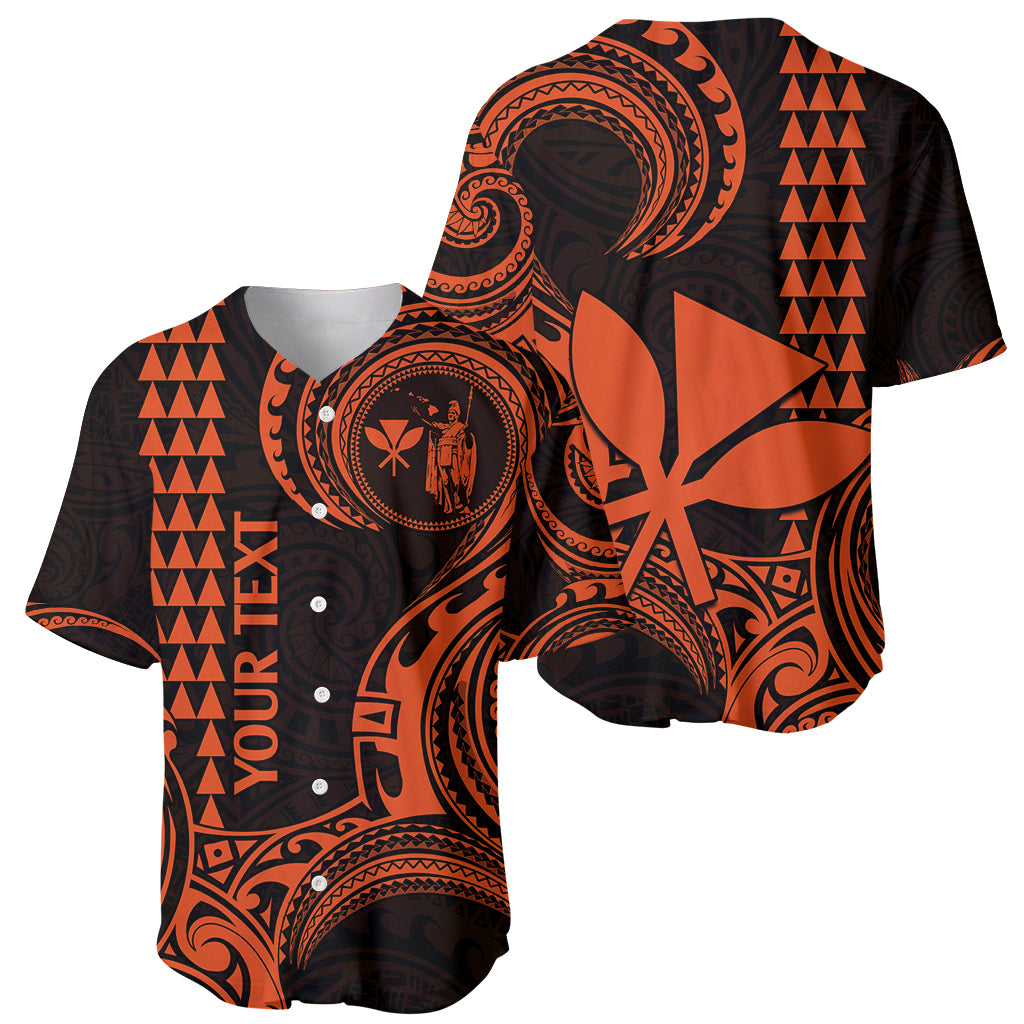 Custom King Kamehameha Day Hawaii Baseball Jersey Paradise of the Pacific Tribal Kakau - Orange LT9 - Polynesian Pride