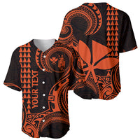 Custom King Kamehameha Day Hawaii Baseball Jersey Paradise of the Pacific Tribal Kakau - Orange LT9 - Polynesian Pride