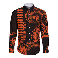 Custom King Kamehameha Day Hawaii Long Sleeve Button Shirt Paradise of the Pacific Tribal Kakau - Orange LT9 Unisex Orange - Polynesian Pride