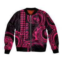 Custom King Kamehameha Day Hawaii Bomber Jacket Paradise of the Pacific Tribal Kakau - Pink LT9 Unisex Pink - Polynesian Pride