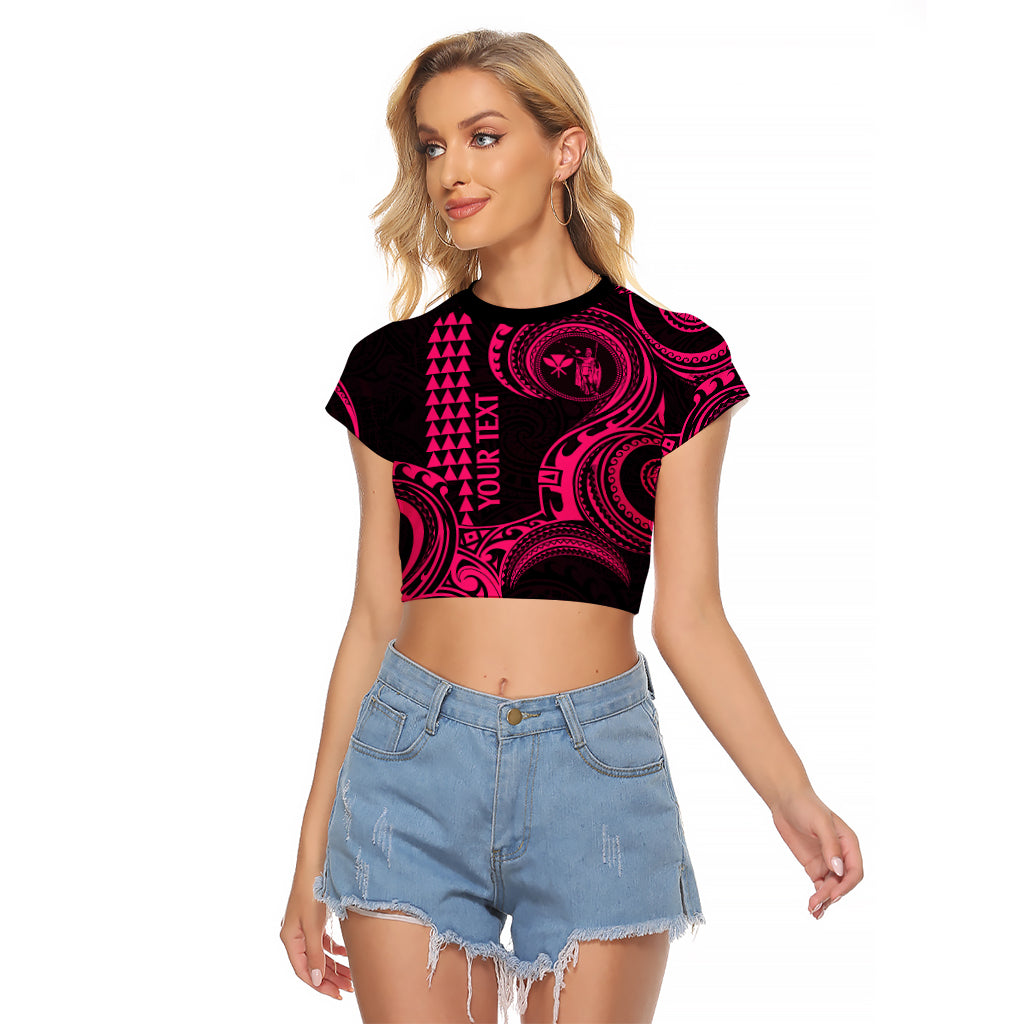 Custom King Kamehameha Day Hawaii Raglan Cropped T Shirt Paradise of the Pacific Tribal Kakau - Pink LT9 Female Pink - Polynesian Pride