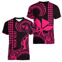 Custom King Kamehameha Day Hawaii Women V Neck T Shirt Paradise of the Pacific Tribal Kakau - Pink LT9 - Polynesian Pride