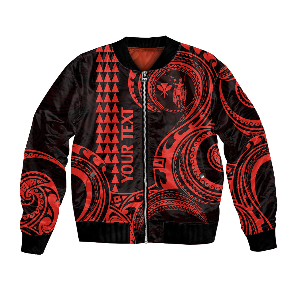 Custom King Kamehameha Day Hawaii Bomber Jacket Paradise of the Pacific Tribal Kakau - Red LT9 Unisex Red - Polynesian Pride