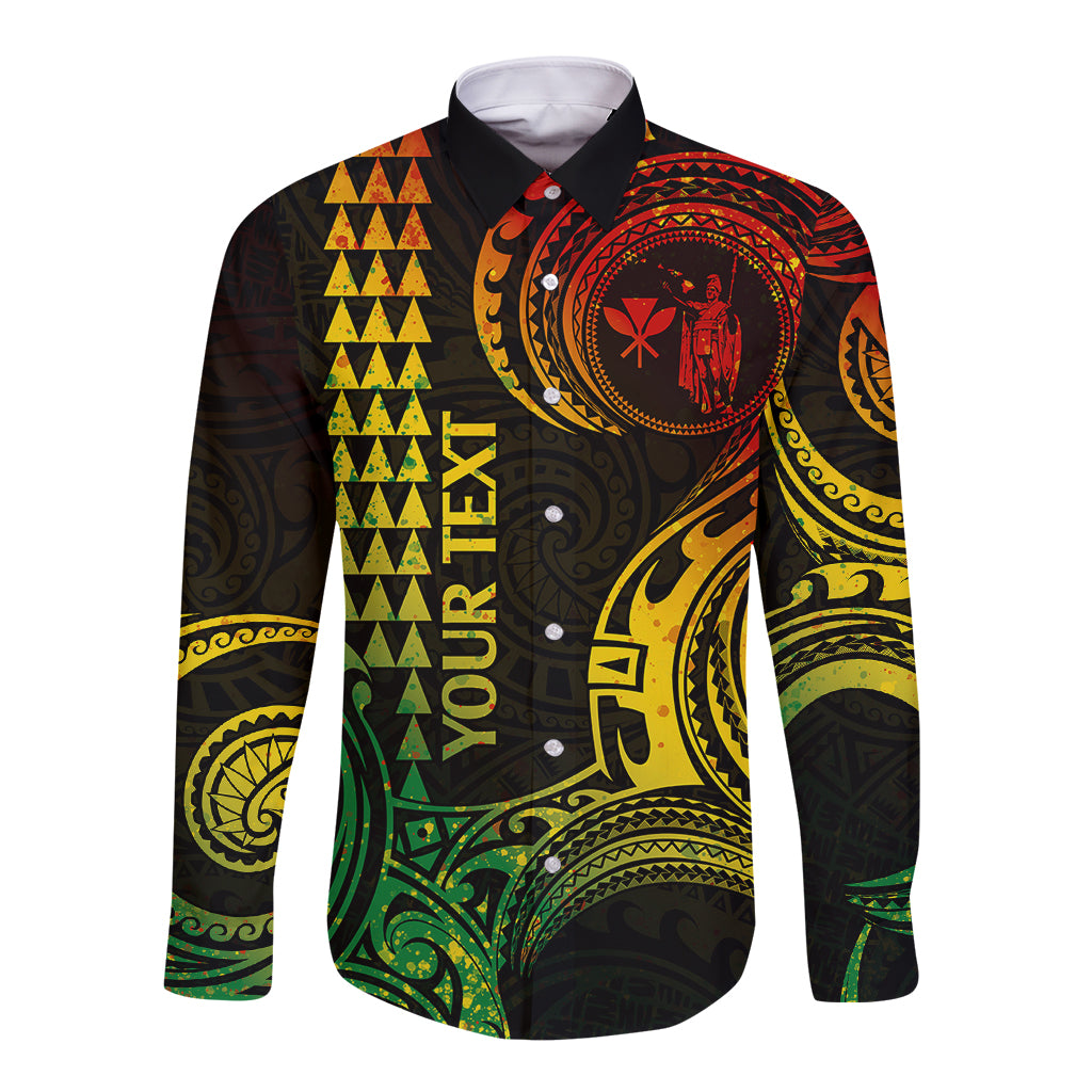 Custom King Kamehameha Day Hawaii Long Sleeve Button Shirt Paradise of the Pacific Tribal Kakau - Reggae LT9 Unisex Reggae - Polynesian Pride