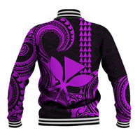 Custom King Kamehameha Day Hawaii Baseball Jacket Paradise of the Pacific Tribal Kakau - Purple LT9 - Polynesian Pride