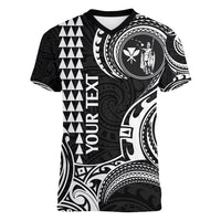 Custom King Kamehameha Day Hawaii Women V Neck T Shirt Paradise of the Pacific Tribal Kakau - White LT9 Female White - Polynesian Pride