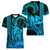 King Kamehameha Day Hawaii Women V Neck T Shirt Paradise of the Pacific Tribal Kakau with Kanaka Maoli - Aqua LT9 - Polynesian Pride