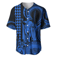 King Kamehameha Day Hawaii Baseball Jersey Paradise of the Pacific Tribal Kakau with Kanaka Maoli - Blue LT9 Blue - Polynesian Pride