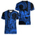King Kamehameha Day Hawaii Women V Neck T Shirt Paradise of the Pacific Tribal Kakau with Kanaka Maoli - Blue LT9 - Polynesian Pride