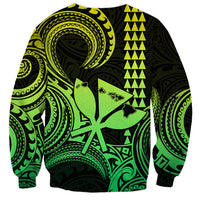 King Kamehameha Day Hawaii Sweatshirt Paradise of the Pacific Tribal Kakau with Kanaka Maoli - Lime LT9 - Polynesian Pride