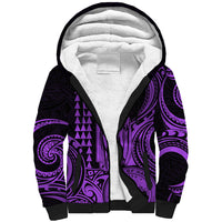 King Kamehameha Day Hawaii Sherpa Hoodie Paradise of the Pacific Tribal Kakau with Kanaka Maoli - Purple LT9 Unisex Purple - Polynesian Pride