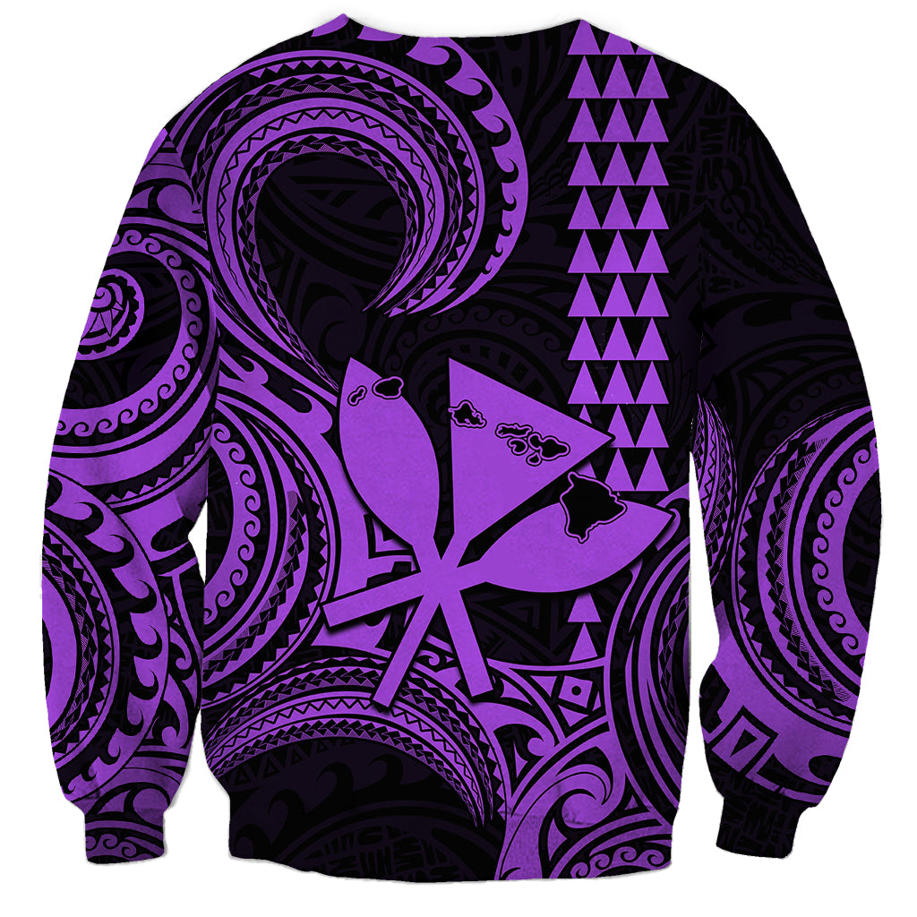 King Kamehameha Day Hawaii Sweatshirt Paradise of the Pacific Tribal Kakau with Kanaka Maoli - Purple LT9 - Polynesian Pride
