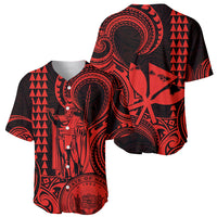 King Kamehameha Day Hawaii Baseball Jersey Paradise of the Pacific Tribal Kakau with Kanaka Maoli - Red LT9 - Polynesian Pride