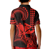 King Kamehameha Day Hawaii Kid Polo Shirt Paradise of the Pacific Tribal Kakau with Kanaka Maoli - Red LT9 - Polynesian Pride