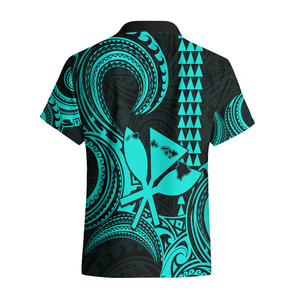 King Kamehameha Day Hawaii Hawaiian Shirt Paradise of the Pacific Tribal Kakau with Kanaka Maoli - Turquoise LT9 - Polynesian Pride