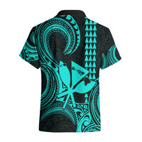 King Kamehameha Day Hawaii Hawaiian Shirt Paradise of the Pacific Tribal Kakau with Kanaka Maoli - Turquoise LT9 - Polynesian Pride