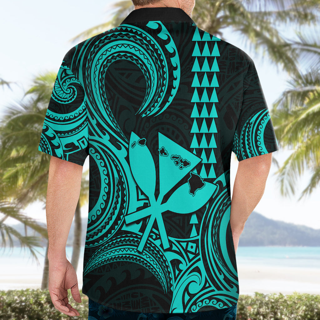 King Kamehameha Day Hawaii Hawaiian Shirt Paradise of the Pacific Tribal Kakau with Kanaka Maoli - Turquoise LT9 - Polynesian Pride