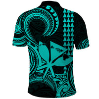 King Kamehameha Day Hawaii Polo Shirt Paradise of the Pacific Tribal Kakau with Kanaka Maoli Turquoise LT9 - Polynesian Pride