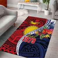 Flag of Kiribati Polynesian Pattern Area Rug Est 1979 With Tropical Flowers