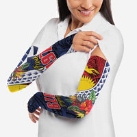 Flag of Kiribati Polynesian Pattern Arm Sleeves Est 1979 With Tropical Flowers - Polynesian Pride