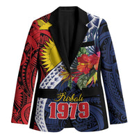 Flag of Kiribati Polynesian Pattern Blazer Est 1979 With Tropical Flowers - Polynesian Pride