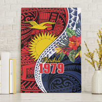 Flag of Kiribati Polynesian Pattern Canvas Wall Art Est 1979 With Tropical Flowers