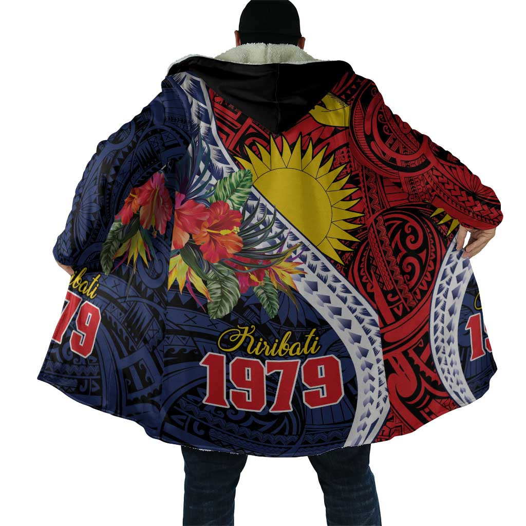 Flag of Kiribati Polynesian Pattern Cloak Est 1979 With Tropical Flowers - Polynesian Pride