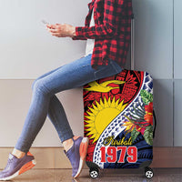 Flag of Kiribati Polynesian Pattern Luggage Cover Est 1979 With Tropical Flowers