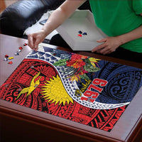 Flag of Kiribati Polynesian Pattern Puzzle Est 1979 With Tropical Flowers - Polynesian Pride