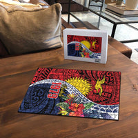 Flag of Kiribati Polynesian Pattern Puzzle Est 1979 With Tropical Flowers - Polynesian Pride
