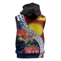 Flag of Kiribati Polynesian Pattern Sleeveless Hoodie Est 1979 With Tropical Flowers - Polynesian Pride
