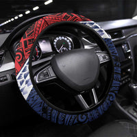 Flag of Kiribati Polynesian Pattern Steering Wheel Cover Est 1979 With Tropical Flowers