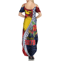 Flag of Kiribati Polynesian Pattern Summer Maxi Dress Est 1979 With Tropical Flowers