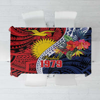 Flag of Kiribati Polynesian Pattern Tablecloth Est 1979 With Tropical Flowers