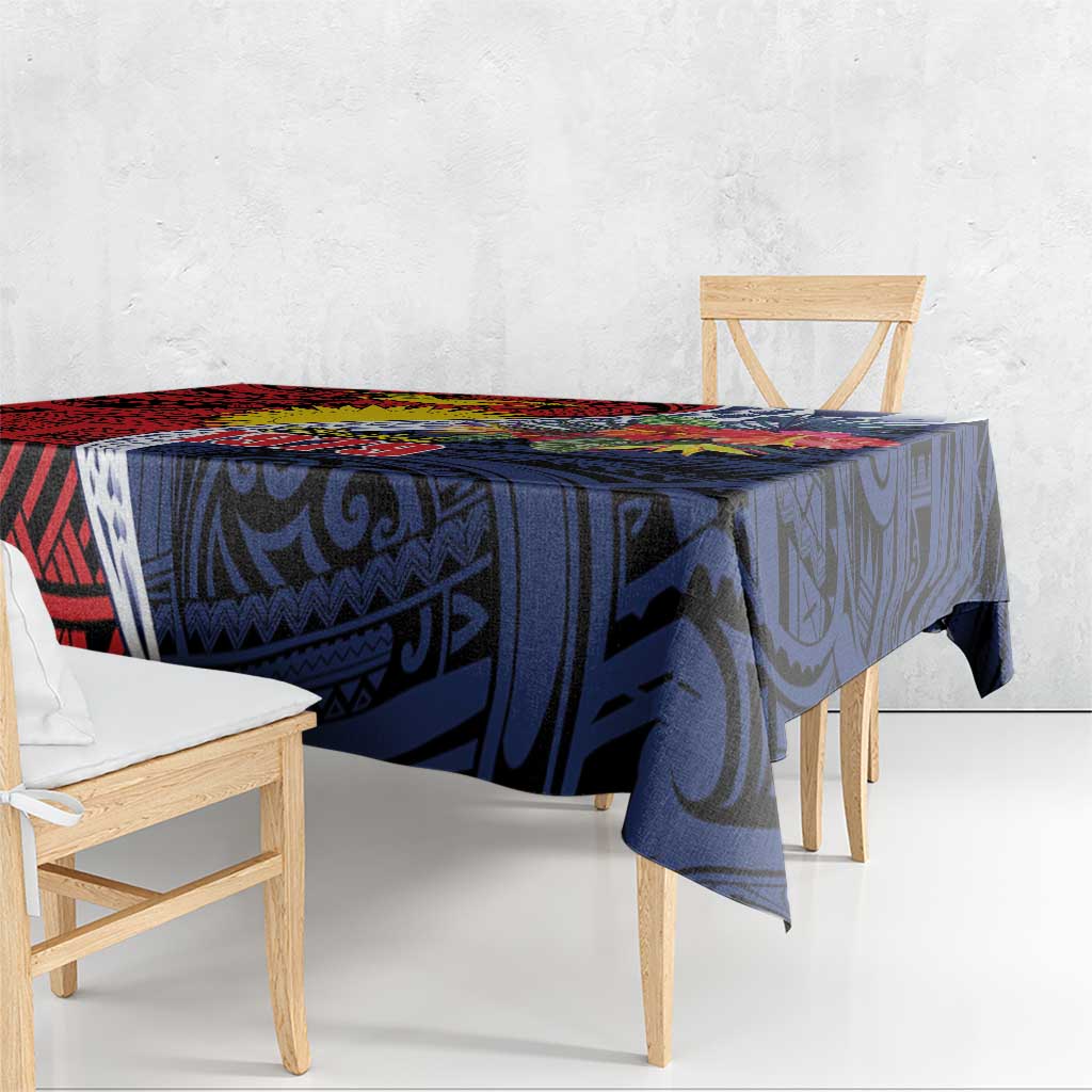 Flag of Kiribati Polynesian Pattern Tablecloth Est 1979 With Tropical Flowers