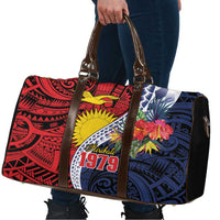 Flag of Kiribati Polynesian Pattern Travel Bag Est 1979 With Tropical Flowers - Polynesian Pride