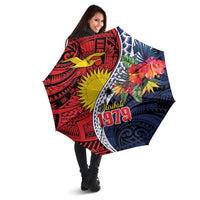 Flag of Kiribati Polynesian Pattern Umbrella Est 1979 With Tropical Flowers - Polynesian Pride