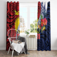 Flag of Kiribati Polynesian Pattern Window Curtain Est 1979 With Tropical Flowers