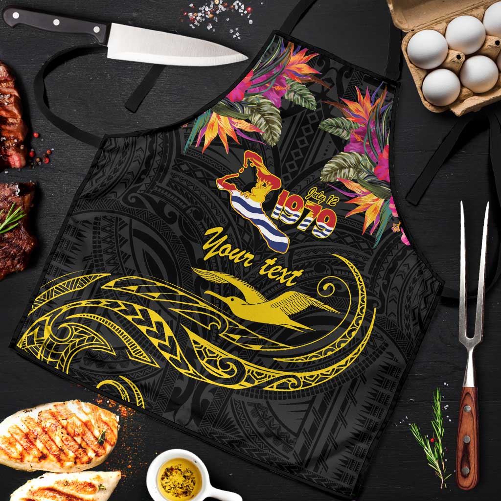 Kiribati Independence Day Personalised Apron Gold Frigatebird with Polynesian Pattern - Polynesian Pride