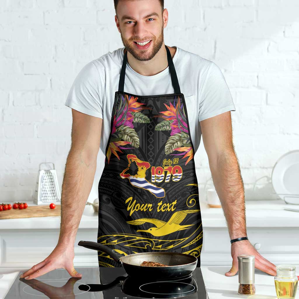 Kiribati Independence Day Personalised Apron Gold Frigatebird with Polynesian Pattern - Polynesian Pride