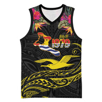 Kiribati Independence Day Personalised Basketball Jersey Gold Frigatebird with Polynesian Pattern - Polynesian Pride