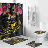 Kiribati Independence Day Personalised Bathroom Set Gold Frigatebird with Polynesian Pattern - Polynesian Pride