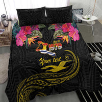 Kiribati Independence Day Personalised Bedding Set Gold Frigatebird with Polynesian Pattern